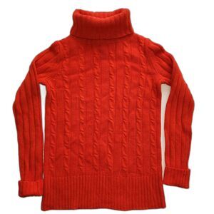 J. Crew Orange Wool Angora Blend Cable Knit Turtleneck Sweater Size XXS